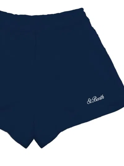 Mc2 Saint Barth Cate Logo-detail Shorts In Blue