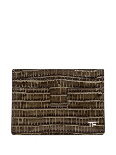 Tom Ford Embossed Cardholder In Brown