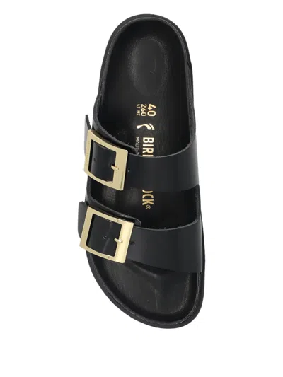 Birkenstock Arizona Droplet Buckle High Shine Black Slides In Black