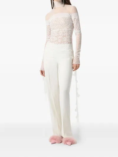 Blumarine Lace-detail Trousers In White