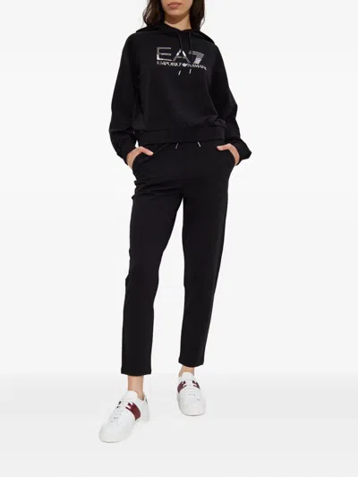 Ea7 Organic Cotton-blend Tracksuit With Oversized Logo In Black
