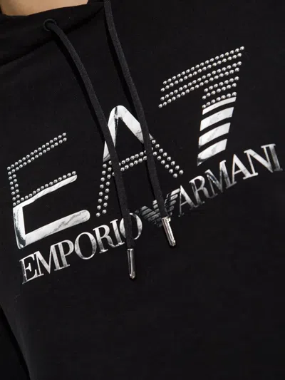 Ea7 Organic Cotton-blend Tracksuit With Oversized Logo In Black