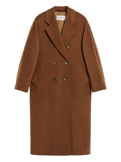 Max Mara 101801 Double-breasted Wool Coat In Brown