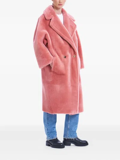 Blancha Double-breasted Coat In Pink