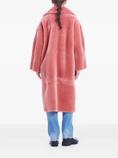 Blancha Double-breasted Coat In Pink