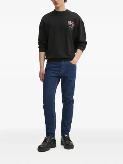 Hugo Boss Cotton-terry Sweatshirt With Happy Hugo Logo In Gray