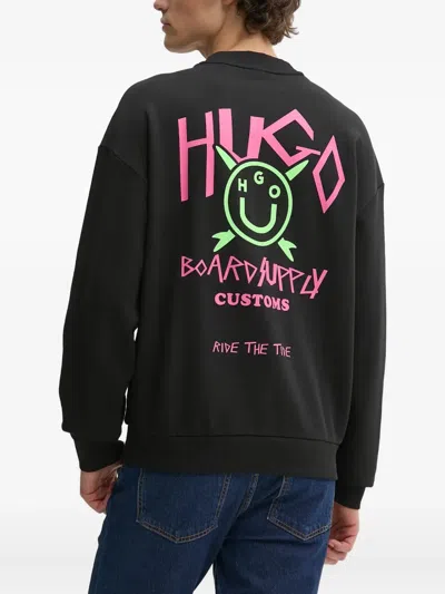 Hugo Boss Cotton-terry Sweatshirt With Happy Hugo Logo In Gray