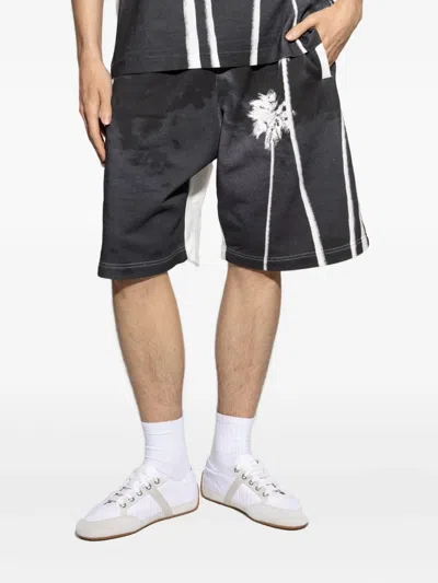 Palm Angels Palm-tree Print Drawstring Shorts In Black