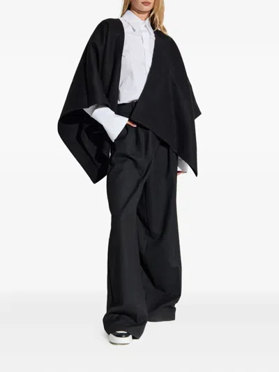 Max Mara Serra Draped Cape In Black