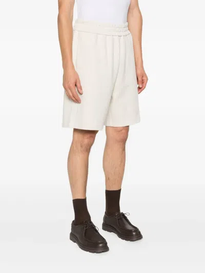Fendi Relaxed-fit Cotton Blend Shorts In Neutral