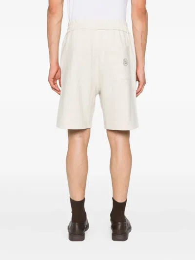 Fendi Relaxed-fit Cotton Blend Shorts In Neutral