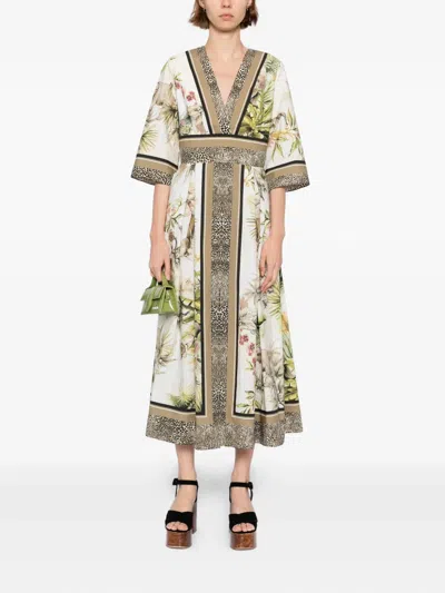 Elie Saab Printed Cotton Midi Dress Foulard40 Printed Cotton In Multi