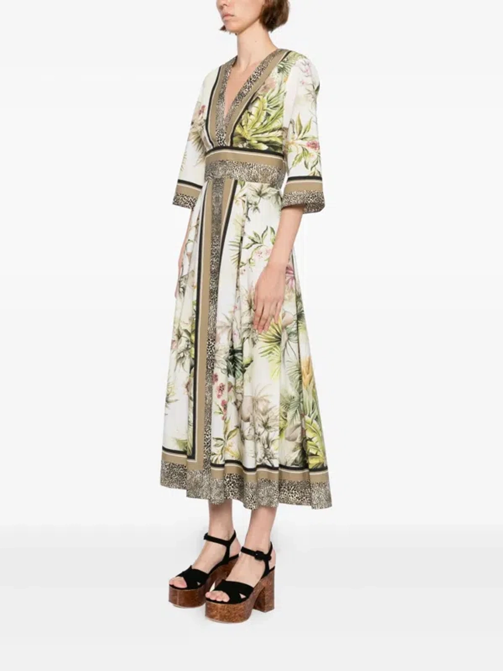 ワンピース Elie Saab Printed Cotton Midi Dress FOULARD40 PRINTED Green Elie Saab Printed Cotton Midi Dress Foulard40 Printed Cotton