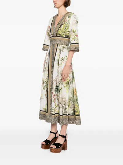 Elie Saab Printed Cotton Midi Dress Foulard40 Printed Cotton In Multi