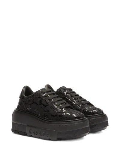 Casadei Lace Platform Sneakers In Black