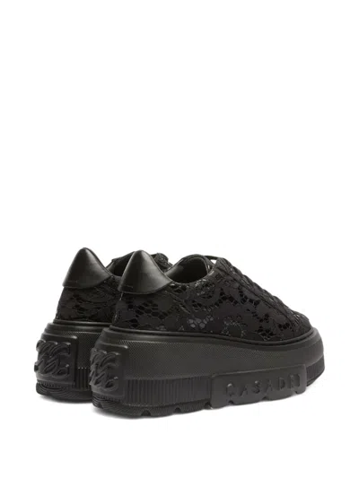 Casadei Lace Platform Sneakers In Black