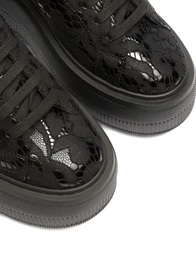 Casadei Lace Platform Sneakers In Black