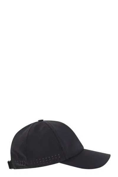Brunello Cucinelli Baseball Cap In Tech Fabric With Logo In Black