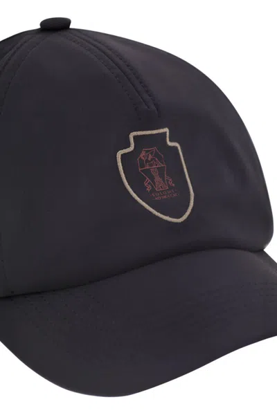Brunello Cucinelli Baseball Cap In Tech Fabric With Logo In Black