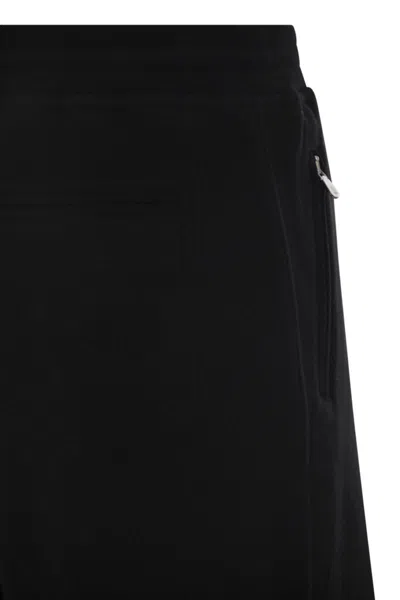 Brunello Cucinelli Men Double Fleece Bermuda Shorts In Cotton, Cashmere And Silk In Black