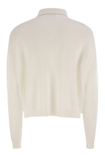 Brunello Cucinelli Women English Rib Cotton Polo-style Jersey With Jewellery
