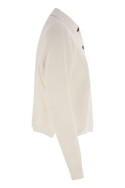 Brunello Cucinelli Women English Rib Cotton Polo-style Jersey With Jewellery