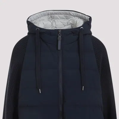 Brunello Cucinelli Quilted Black Jacket With Textured Sleeves