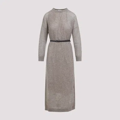 Brunello Cucinelli Long Fitted Dress With Textured Knit