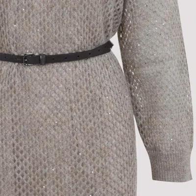 Brunello Cucinelli Long Fitted Dress With Textured Knit