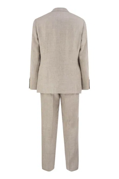 Brunello Cucinelli Men Linen, Wool And Silk Leisure Suit In Neutral