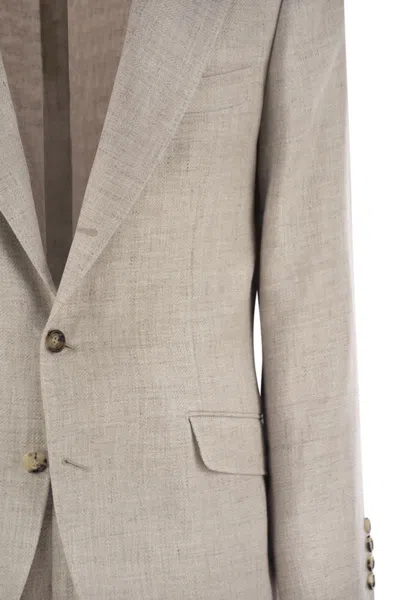 Brunello Cucinelli Men Linen, Wool And Silk Leisure Suit In Neutral