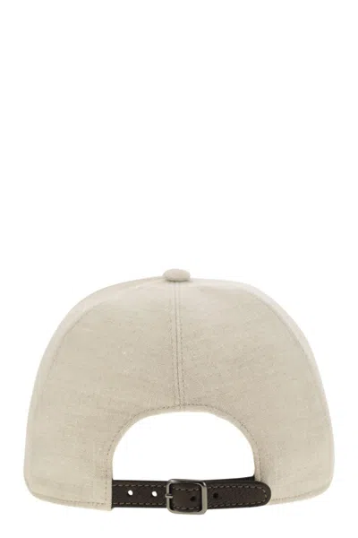 Brunello Cucinelli Sparkling Linen Canvas Baseball Cap With Embroidered Logo