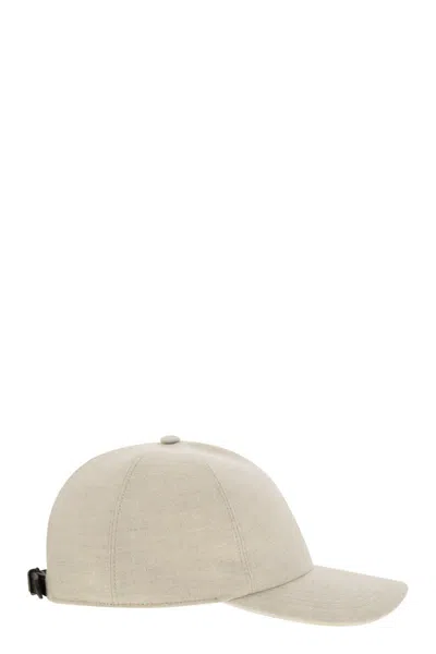 Brunello Cucinelli Sparkling Linen Canvas Baseball Cap With Embroidered Logo