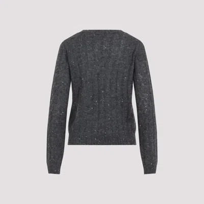 Brunello Cucinelli V-neck Cable Pullover Sequin Embellishments