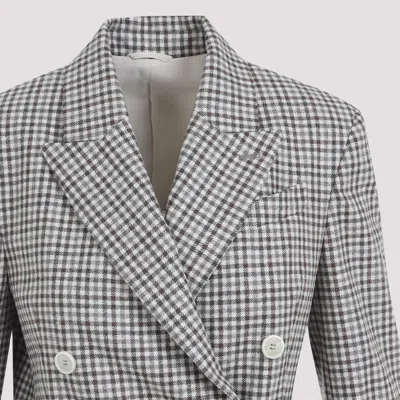 Brunello Cucinelli Double-breasted Virgin Wool Jacket With Check Pattern
