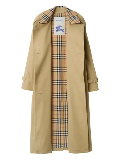 Burberry Castleford Check Collar Water Resistant Gabardine Trench Coat
