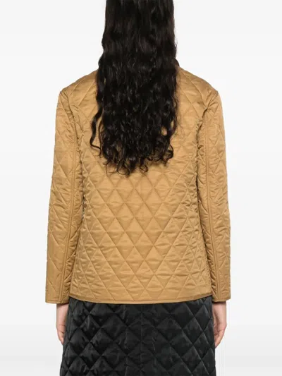 Burberry Corduroy-collar Diamond-quilted Jacket In Brown
