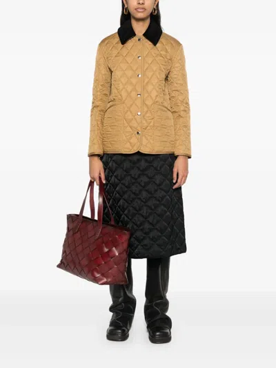 Burberry Corduroy-collar Diamond-quilted Jacket In Brown