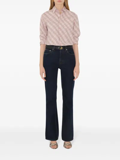Burberry Logo Patch Flared-leg Jeans In Blue