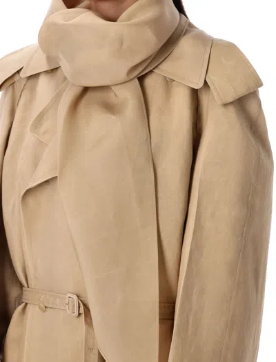 Carven Scarf Trench Coat With Detachable Scarf