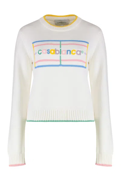 Casablanca Cotton Sweater In White