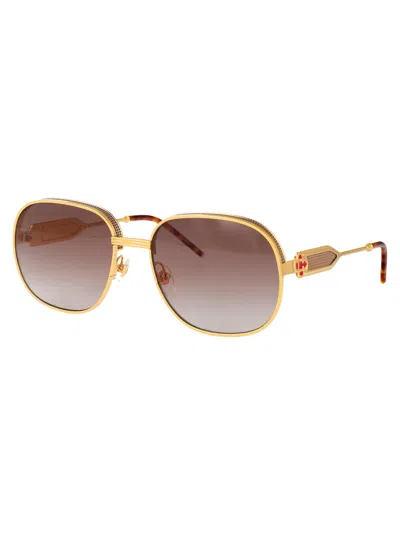 Casablanca Gold/silver/t-shell/red/brown Stainless Steel Sunglasses