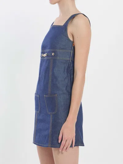 Celine Triomphe Mini Dress In Blue