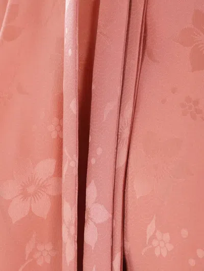 Chloé Floral Jacquard Tie-neck Ruffle Blouse In Pink