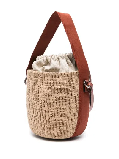 Chloé Horse Medal Basket Leather And Canvas-trimmed Raffia Tote