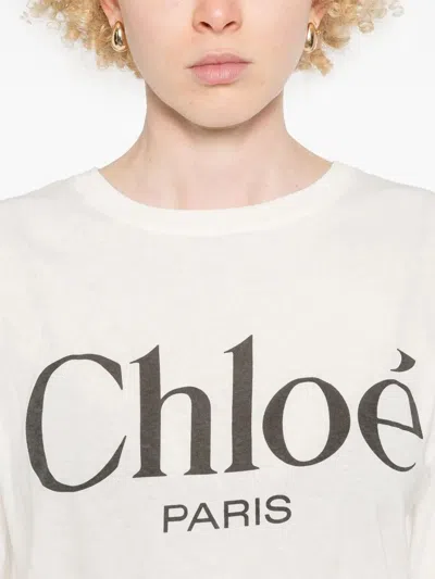 Chloé Tshirt With Logo In White