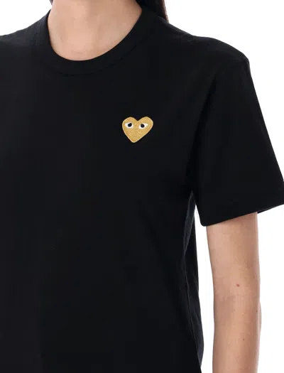Comme Des Garçons Play Golden Heart Patch T-shirt In Black