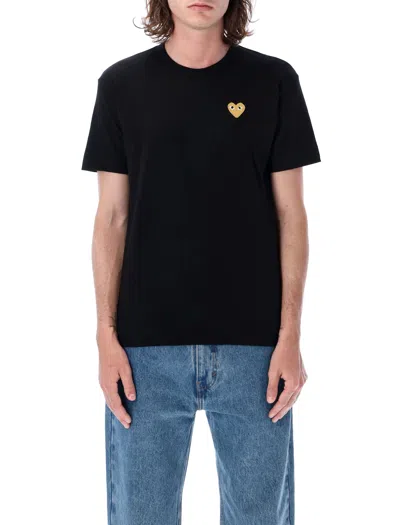 Comme Des Garçons Play Golden Heart Patch T-shirt In Black