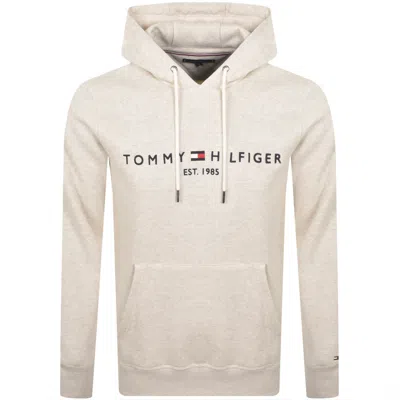 Tommy Hilfiger Logo Hoodie Beige In Neutral