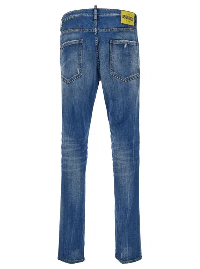 Dsquared2 'cool Guy' Light Blue Five-pocket Jeans With Rips In Stretch Cotton Denim Man In Blue